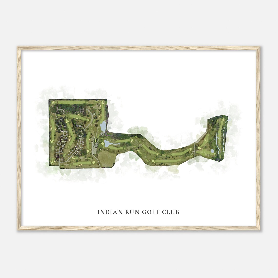 Indian Run Golf Club Michigan Watercolor Map Art Print