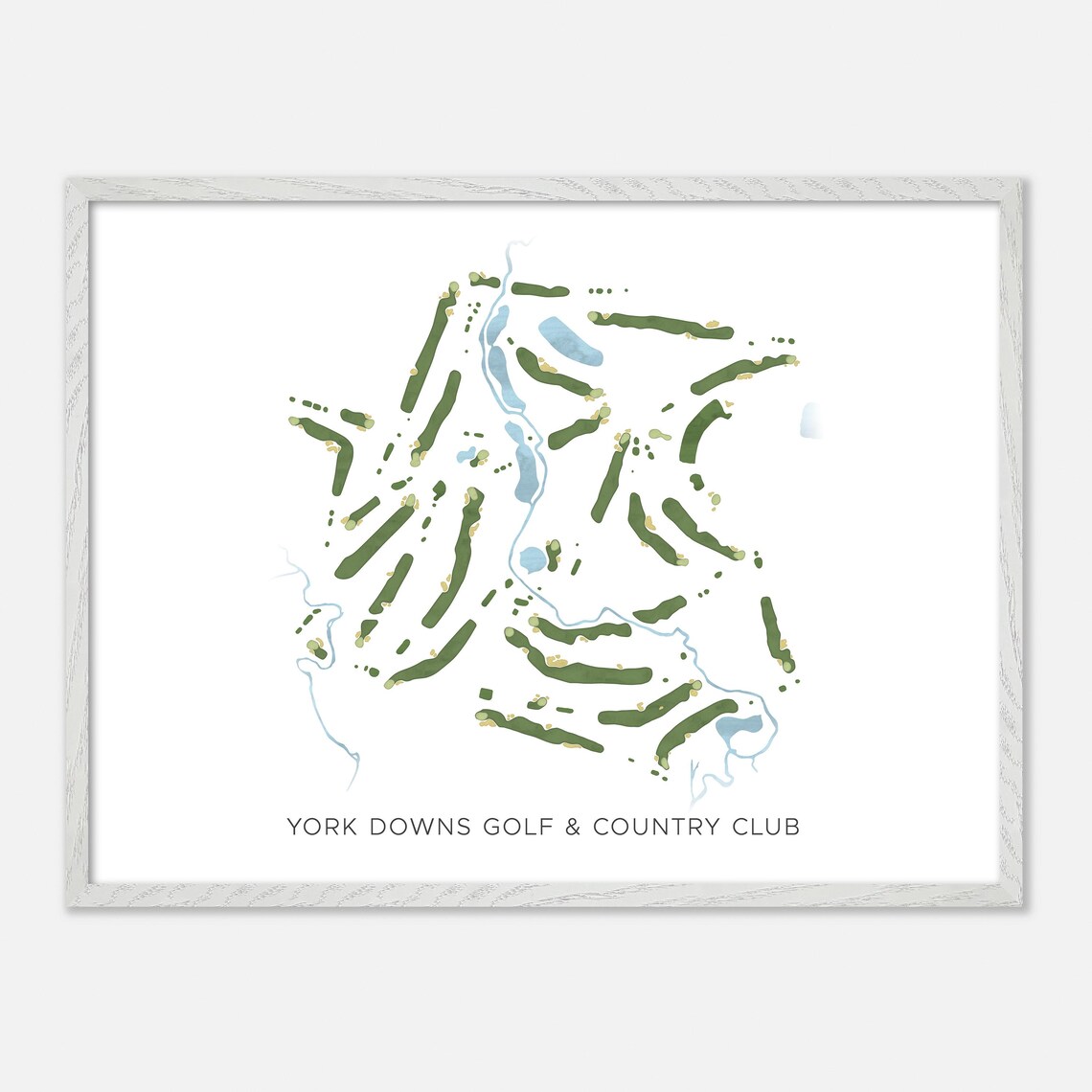 York Downs Golf & Country Club Modern Minimalist Watercolor Golf Map Poster - Image 3