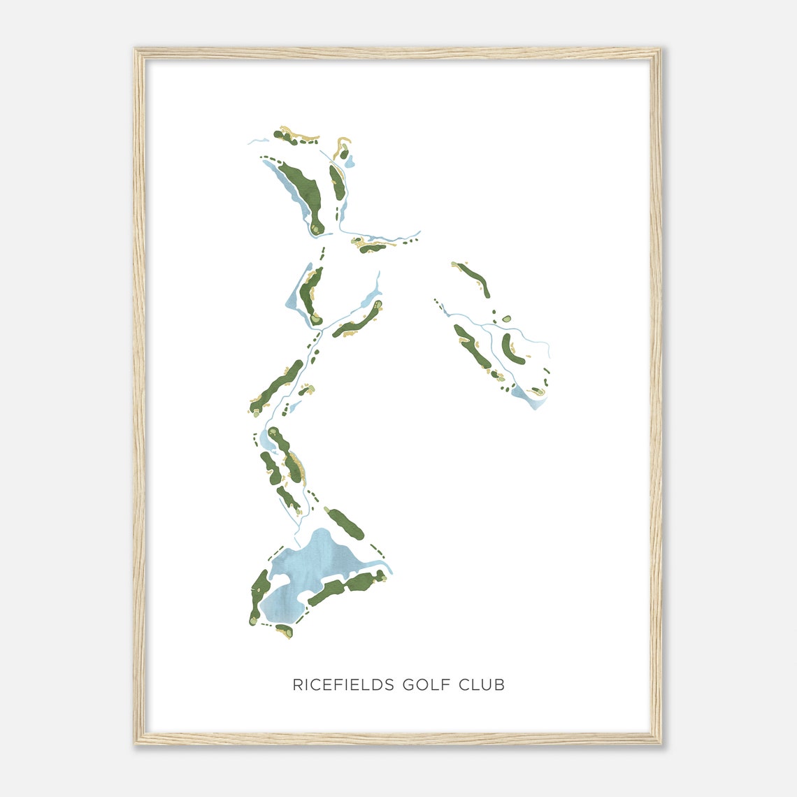 Ricefields Golf Club Georgia Modern Minimalist Watercolor Poster