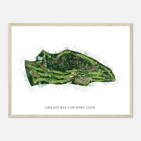 Greate Bay Country Club New Jersey Classic Watercolor Map Golfer Gift Golf Wall Art Golf Poster Print Course Layout
