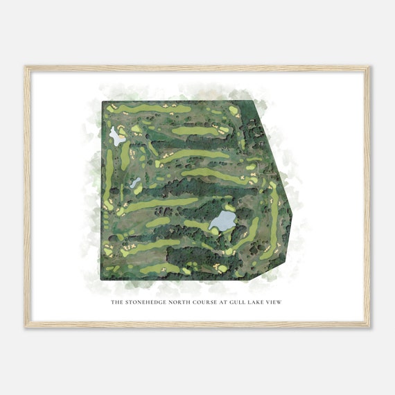 The Stonehedge North Course At Gull Lake View Michigan Classic Watercolor Map Golfer Gift Golf Wall Art Golf Poster Print