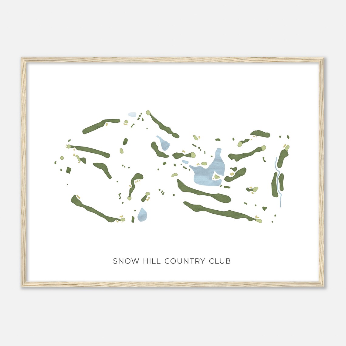 Snow Hill Country Club Minimalist Watercolor Map Golfer Wall Art