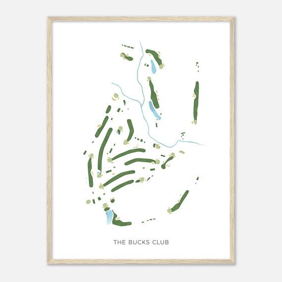 The Bucks Club Pennsylvania Modern Watercolor Map Golfer Gift Golf Wall Art Golf Poster Print Course Layout