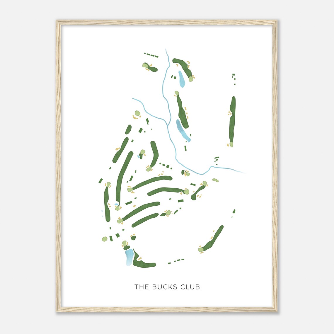 The Bucks Club Pennsylvania Modern Watercolor Map Golfer Gift Golf Wall Art Golf Poster Print Course Layout