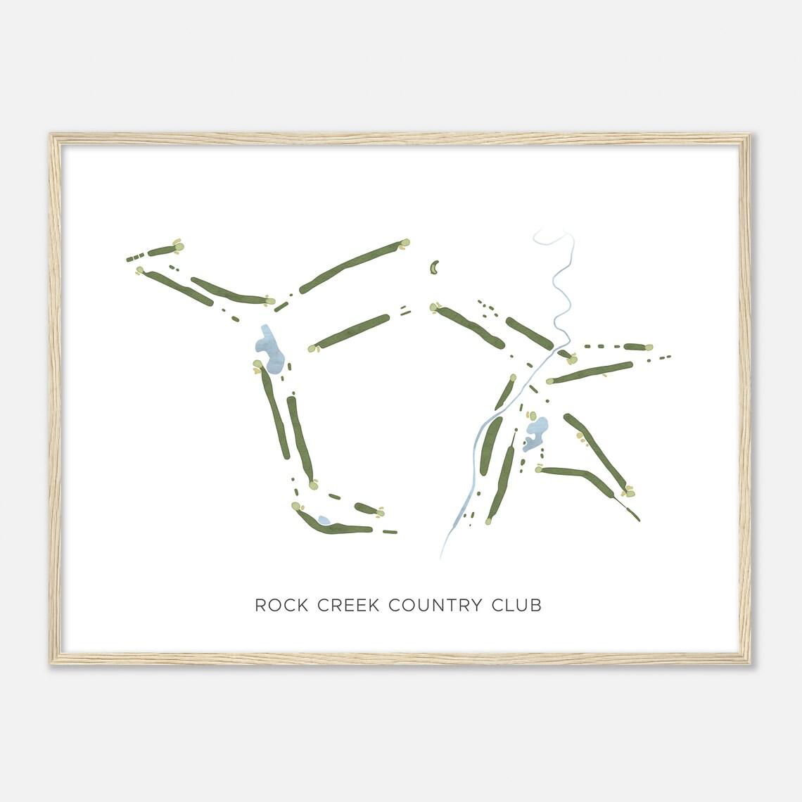 Rock Creek Country Club Minimalist Watercolor Golf Map Golfer Wall Art