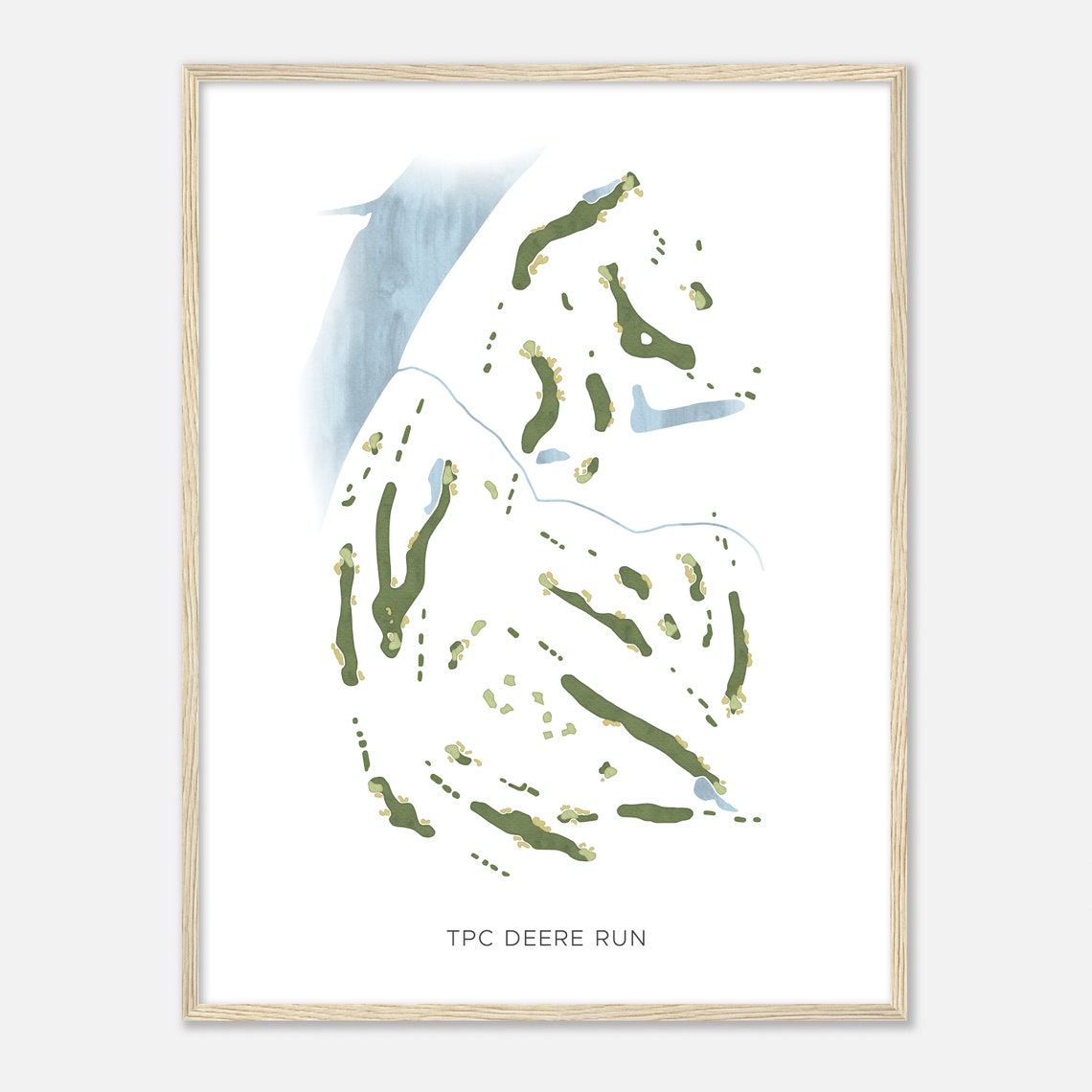 TPC Deere Run Golf Course Aerial Minimalist Watercolor Map Wall Art - Image 2