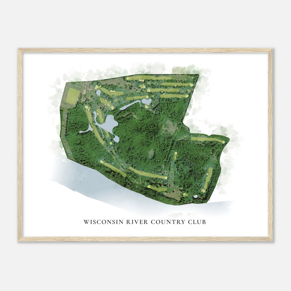 Wisconsin River Country Club Classic Watercolor Aerial Map Poster - Image 2