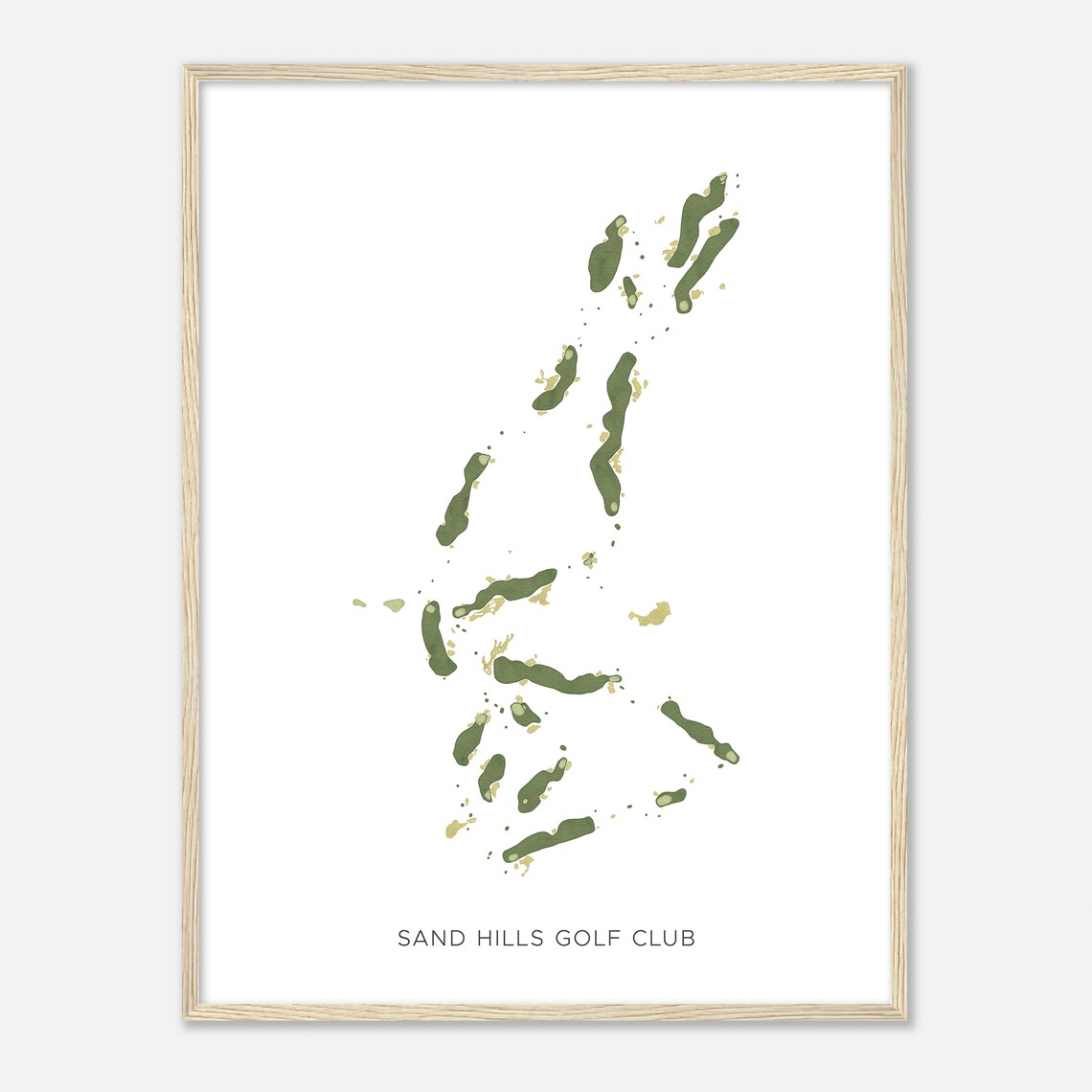 Sand Hills Golf Club Modern Minimalist Watercolor Map Wall Art