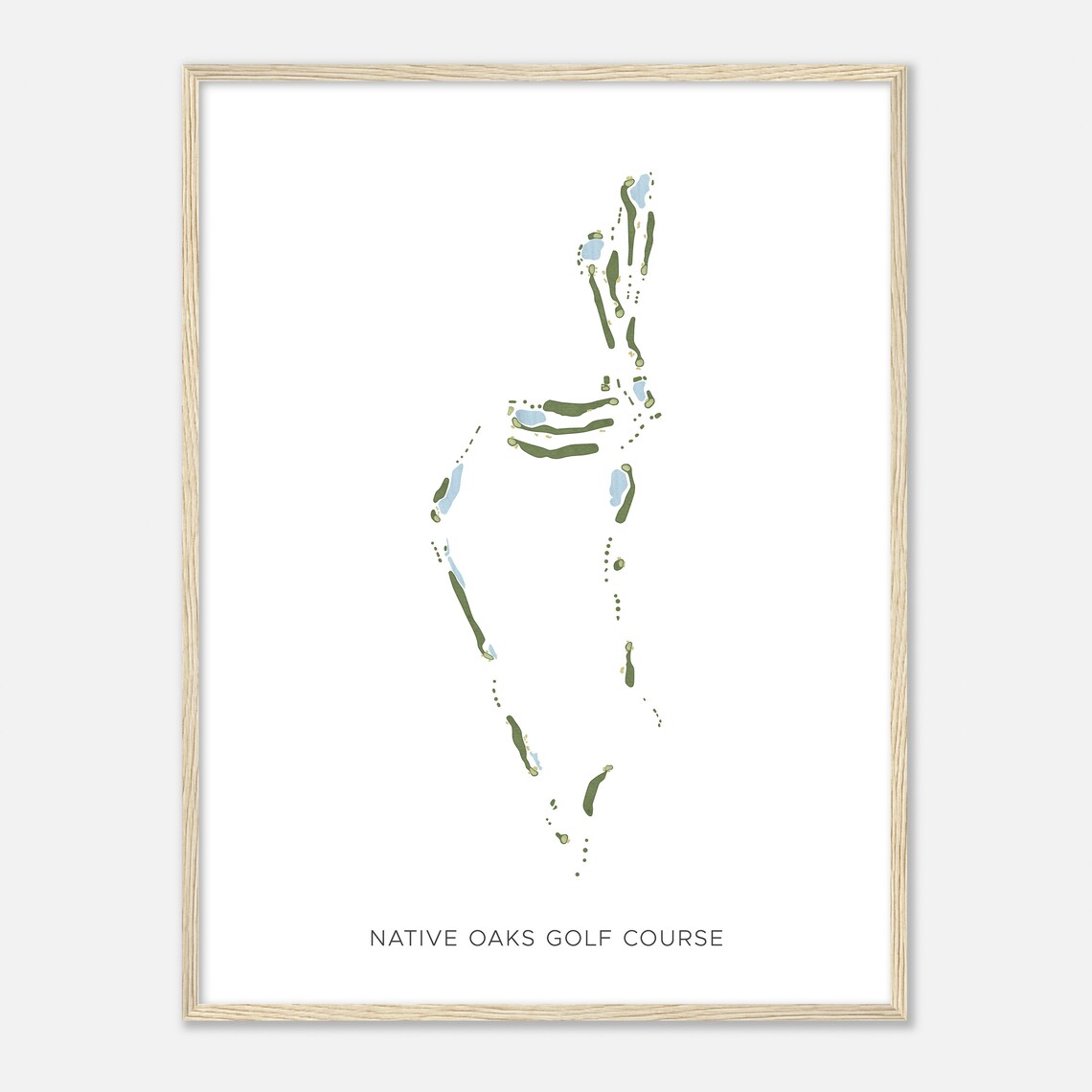 Native Oaks Golf Course California Modern Watercolor Map Golfer Gift Golf Wall Art Golf Poster Print Course Layout