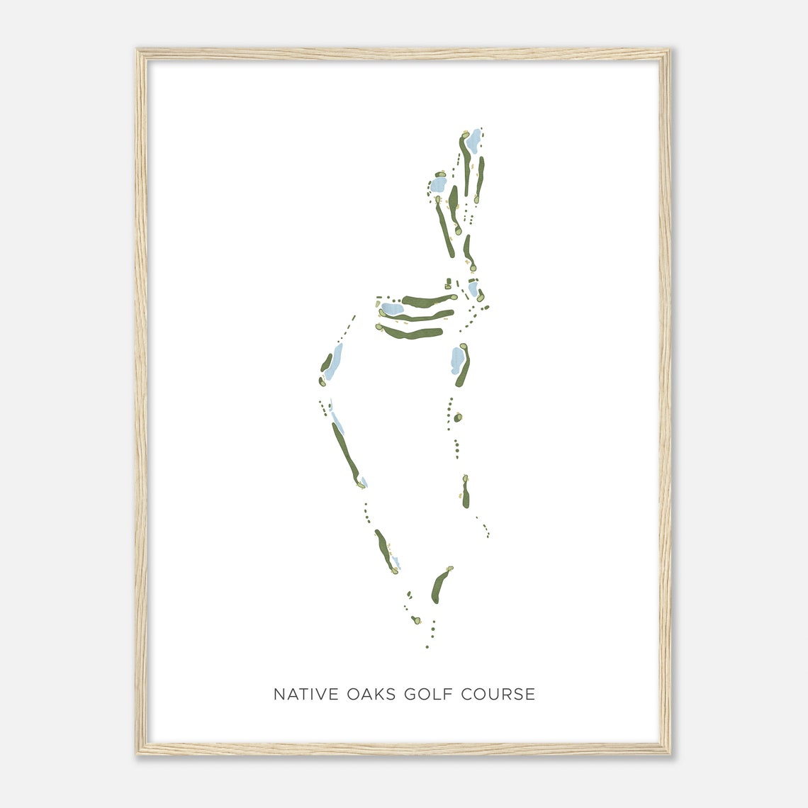 Native Oaks Golf Course Modern Watercolor Course Map Wall Art