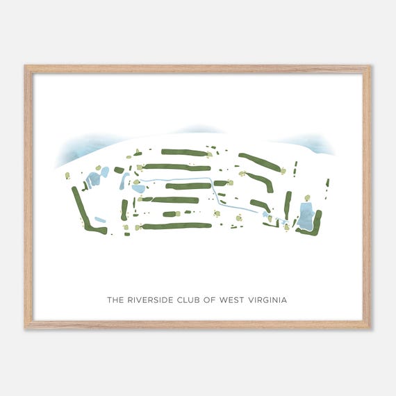 The Riverside Club Of West Virginia In Mason West Virginia Modern Watercolor Map Golfer Gift Golf Wall Art Golf Poster Print