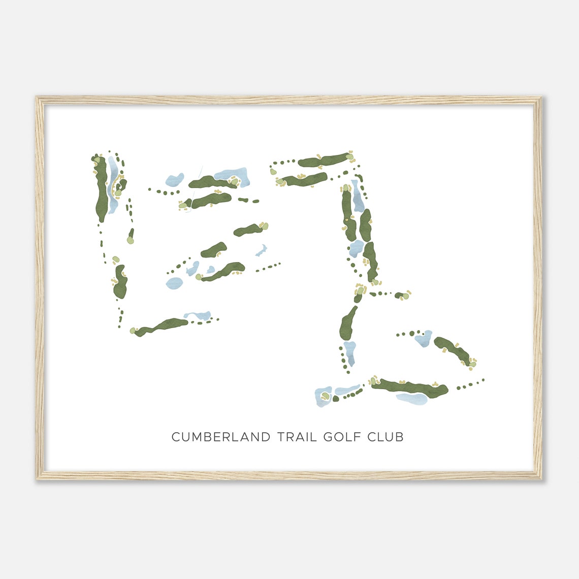 Cumberland Trail Golf Club Modern Minimalist Watercolor Map Poster - Image 2