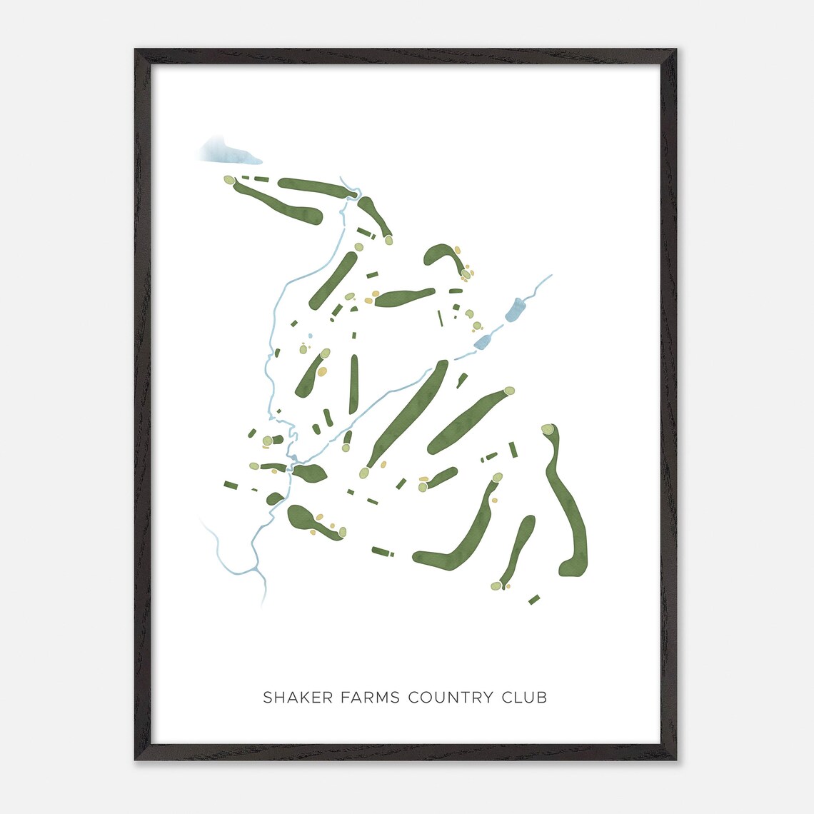 Shaker Farms Country Club Golf Course Map Minimalist Green Art Poster - Image 3