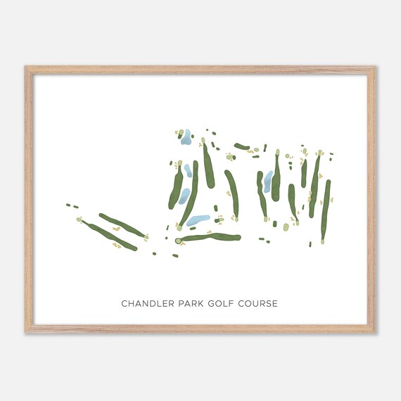 Chandler Park Golf Course Detroit Michigan Modern Watercolor Golf Map Poster