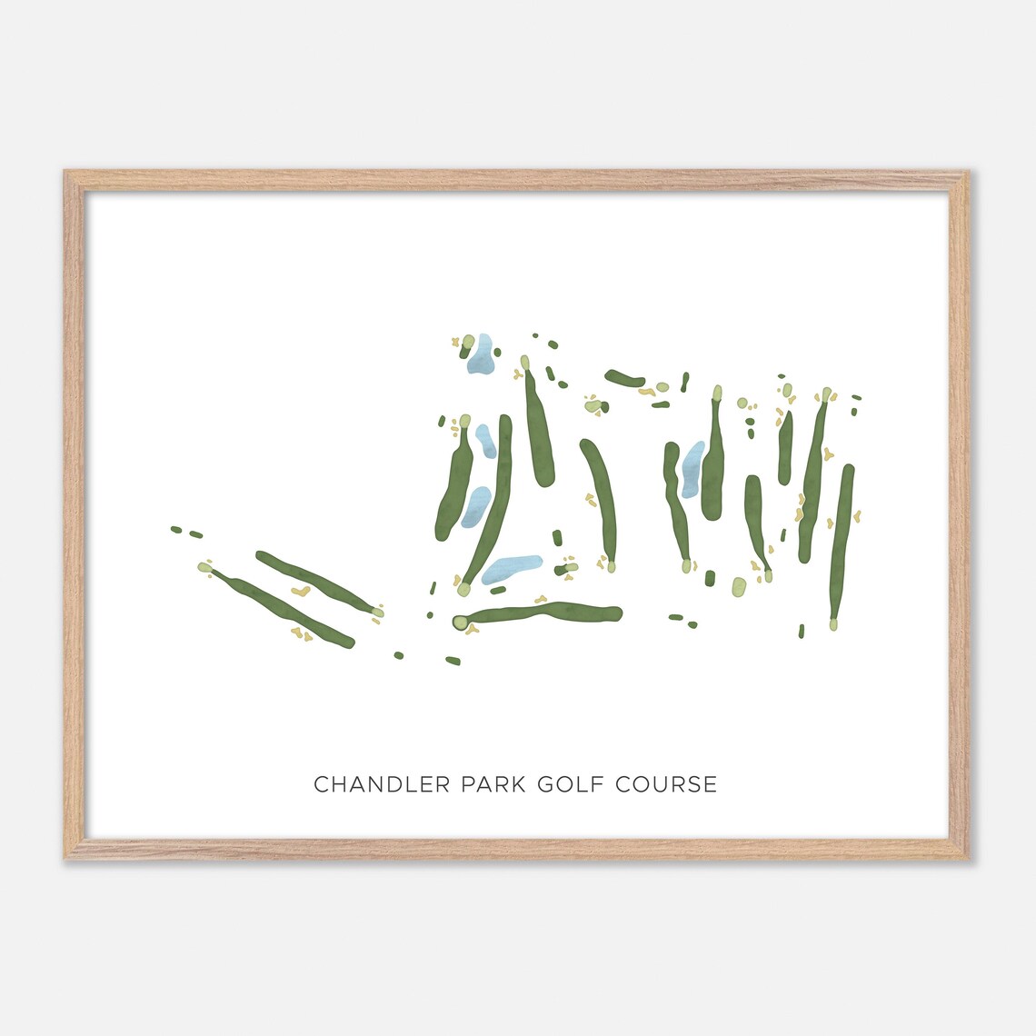 Chandler Park Golf Course Detroit Michigan Modern Watercolor Golf Map Poster