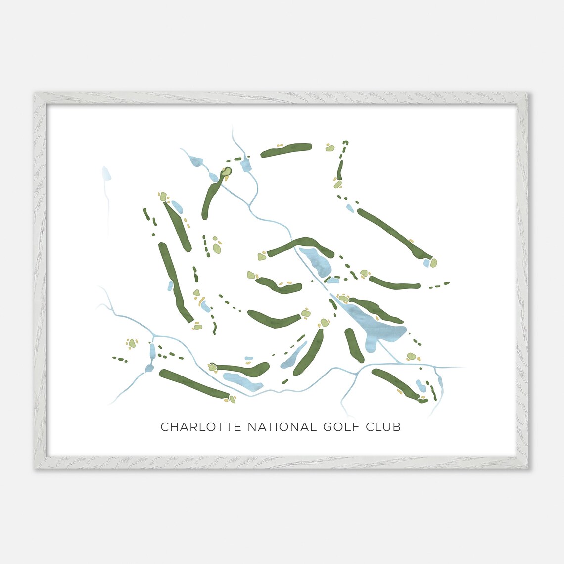 Charlotte National Golf Club Indian Trail NC Modern Watercolor Golf Map Poster - Image 4