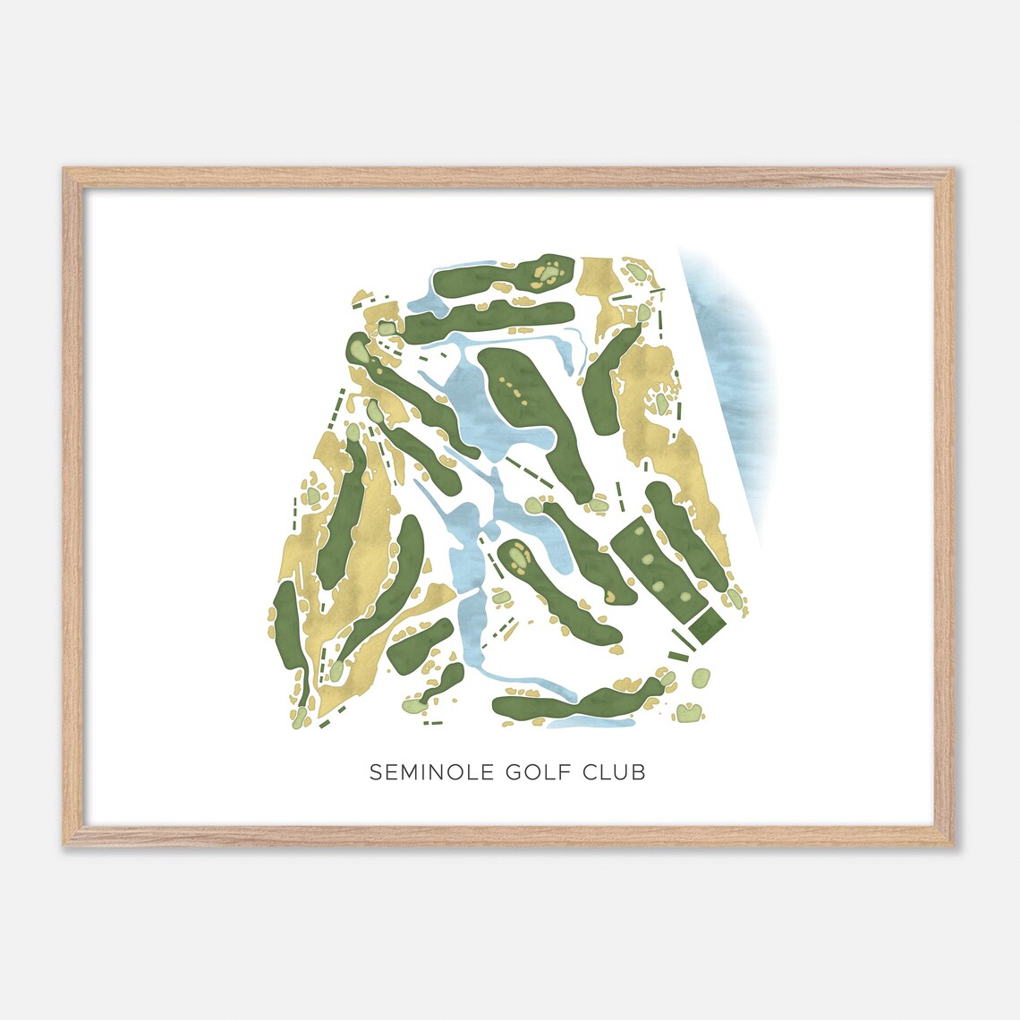 Seminole Golf Club, Juno Beach Florida Watercolor Map
