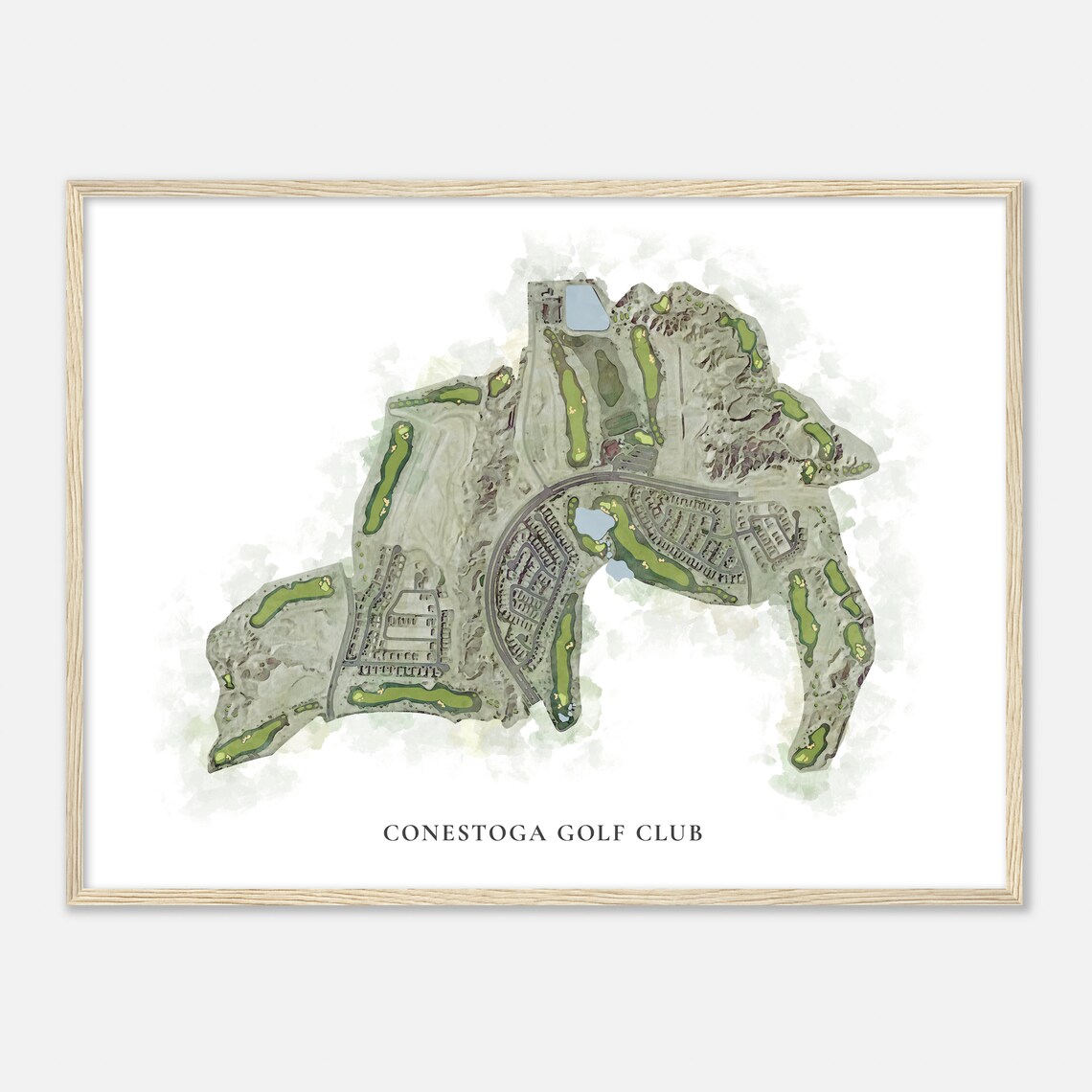 Conestoga Golf Club Nevada Classic Aerial Watercolor Map Poster