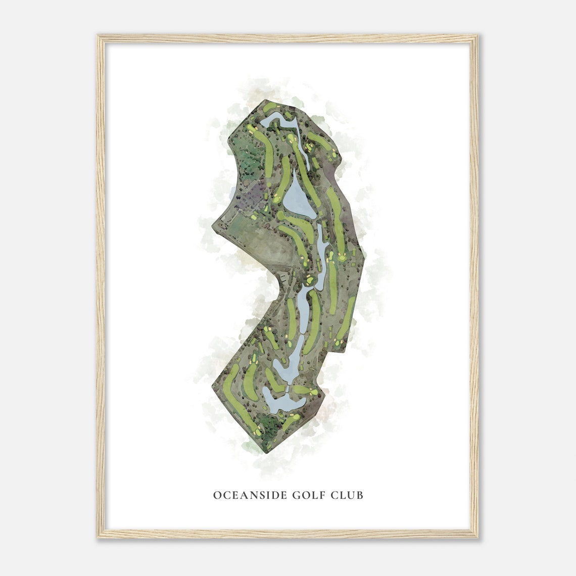 Oceanside Golf Club Classic Watercolor Fairway Map Golfer Gift Poster