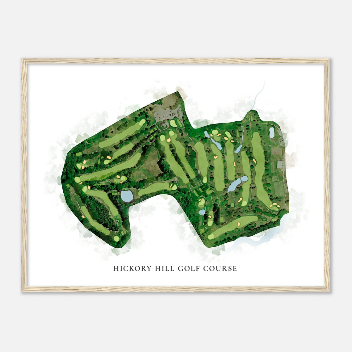Hickory Hill Golf Course Massachusetts Classic Watercolor Map Golfer Gift Golf Wall Art Golf Poster Print Course Layout - Image 2