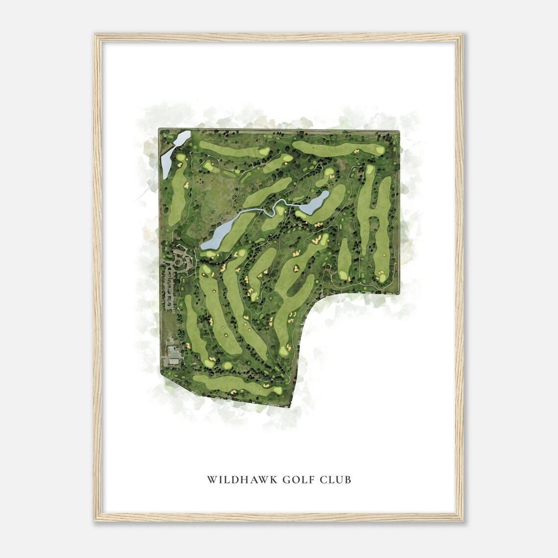 Wildhawk Golf Club Classic Watercolor Golf Course Map Poster - Image 2