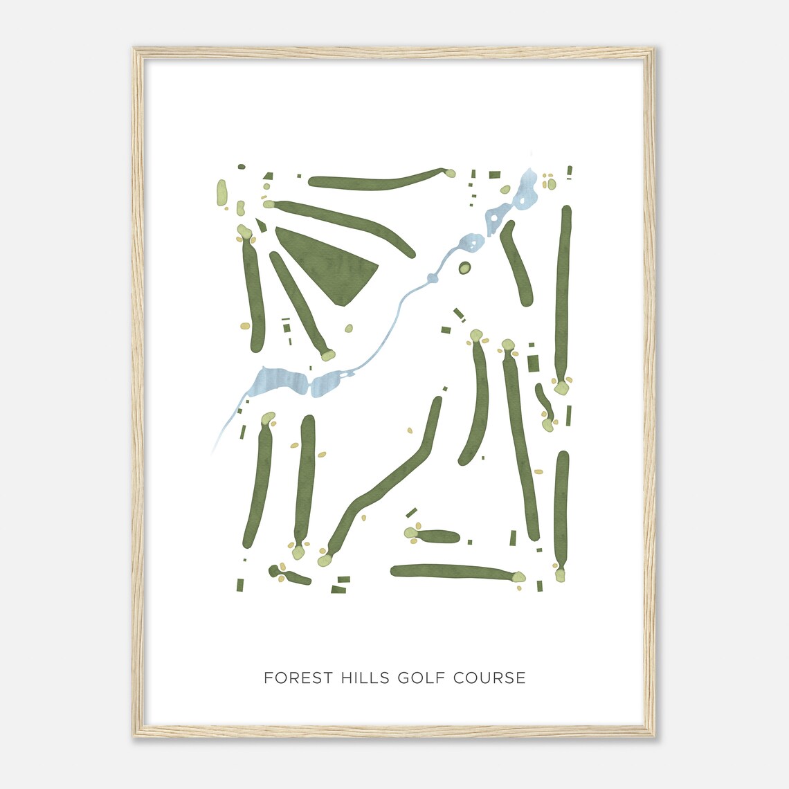 Forest Hills Golf Course Oregon Modern Watercolor Map Golfer Gift Golf Wall Art Golf Poster Print Course Layout - Image 2