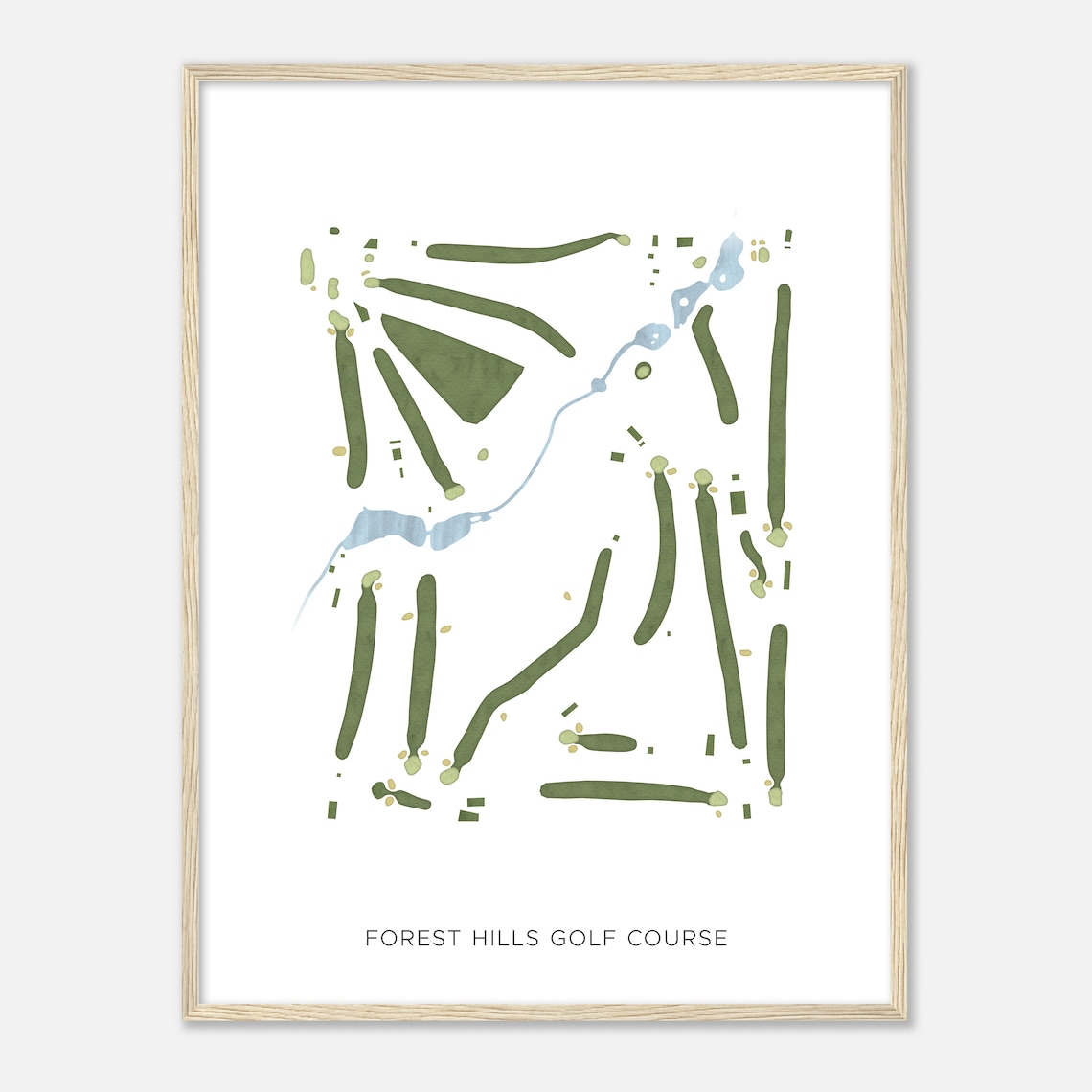 Forest Hills Golf Course Watercolor Map Minimalist Golf Wall Poster - Image 2