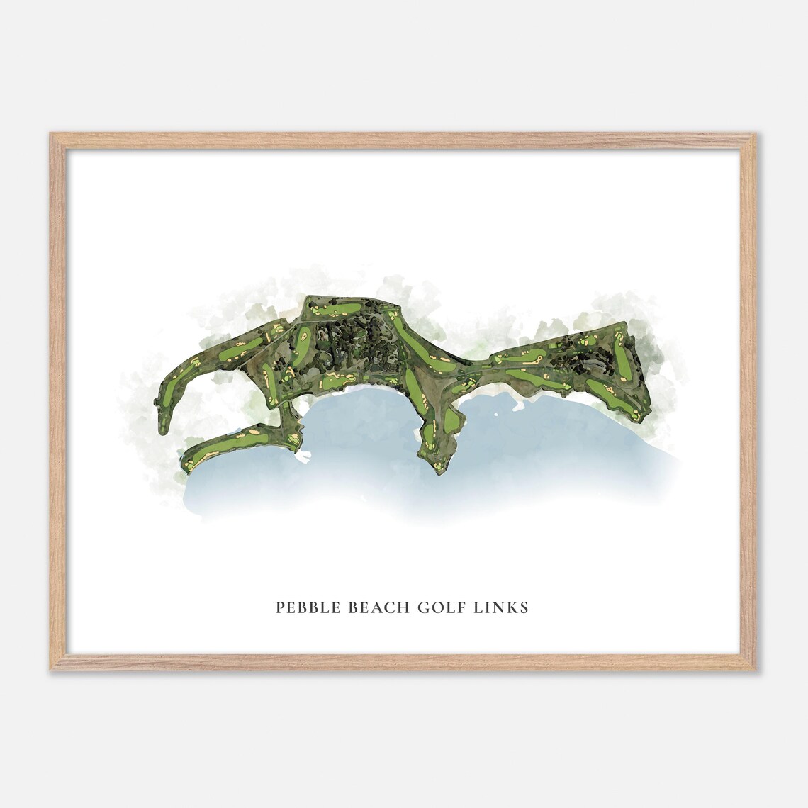 Pebble Beach Golf Links California Watercolor Map Print