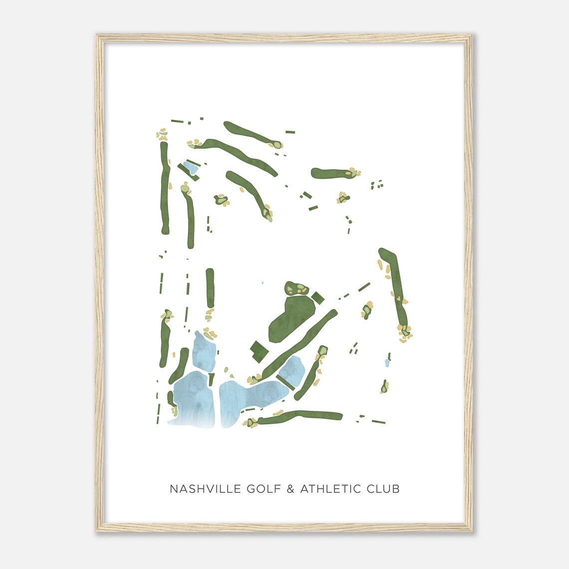 Nashville Golf & Athletic Club Tennessee Modern Watercolor Map Poster - Image 2