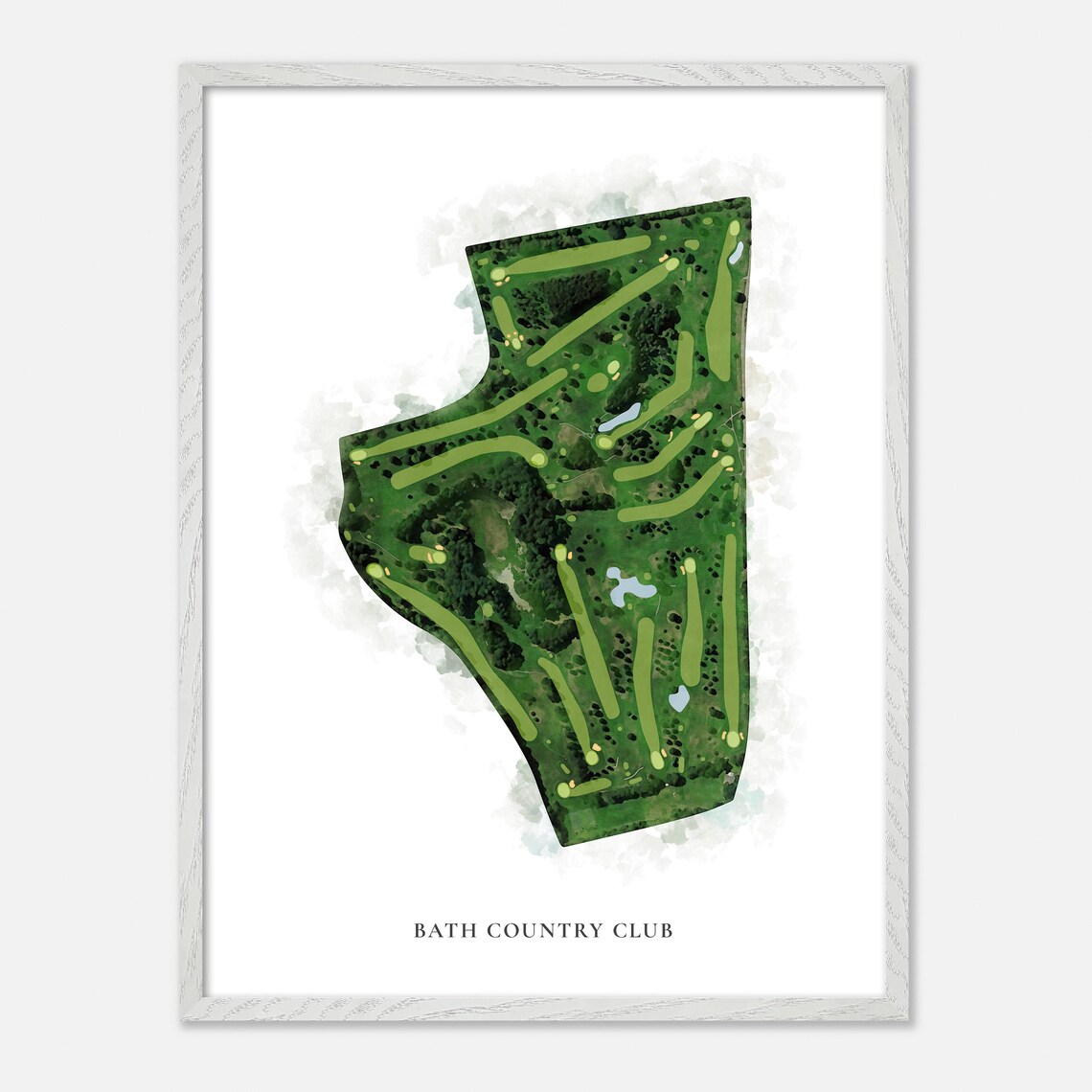Bath Country Club New York Classic Watercolor Golf Course Map Poster - Image 2