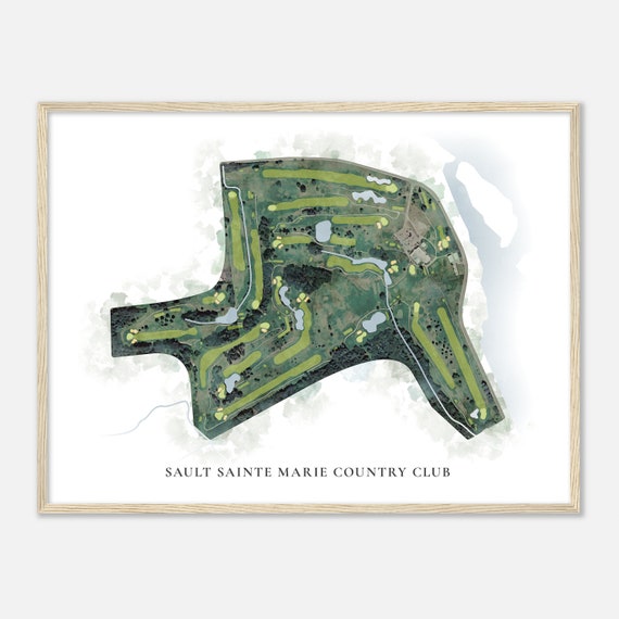 Sault Sainte Marie Country Club Michigan Classic Watercolor Map Golfer Gift Golf Wall Art Golf Poster Print Course Layout