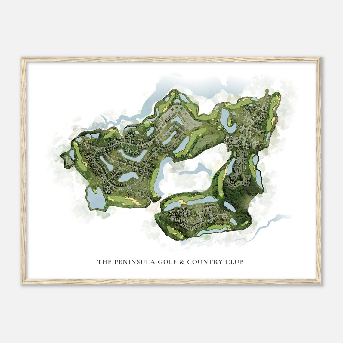 The Peninsula Golf & Country Club Classic Watercolor Course Map Poster - Image 2