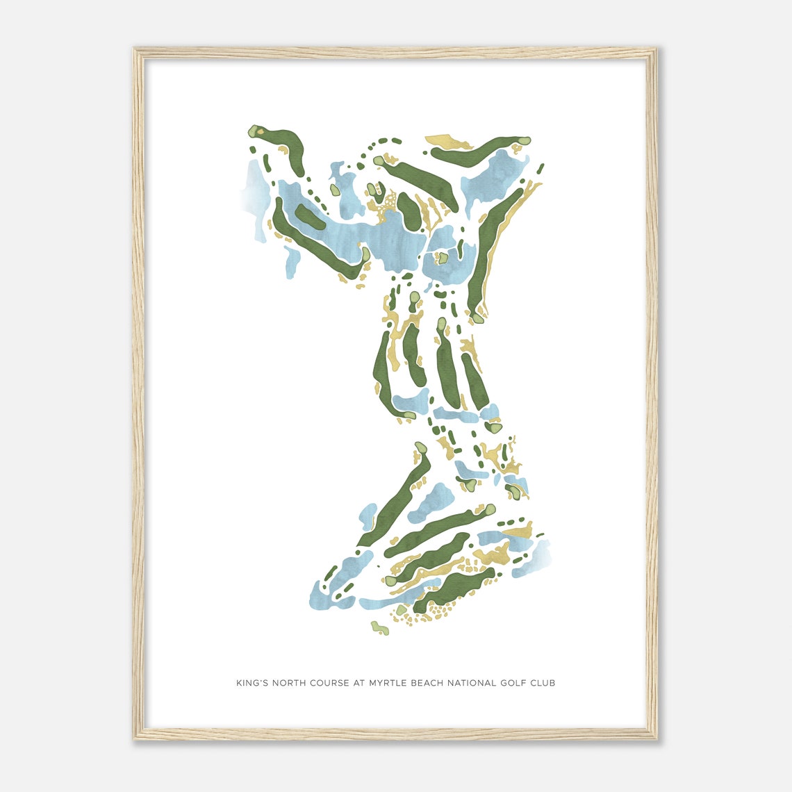 Kings North Myrtle Beach Watercolor Golf Course Map Art Poster - Image 2