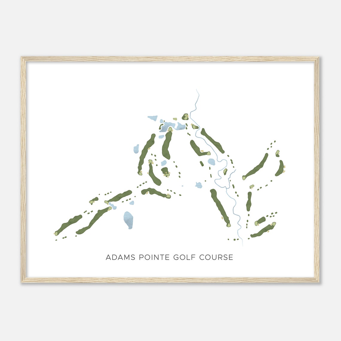 Adams Pointe Golf Course Modern Watercolor Course Map Wall Art - Image 2