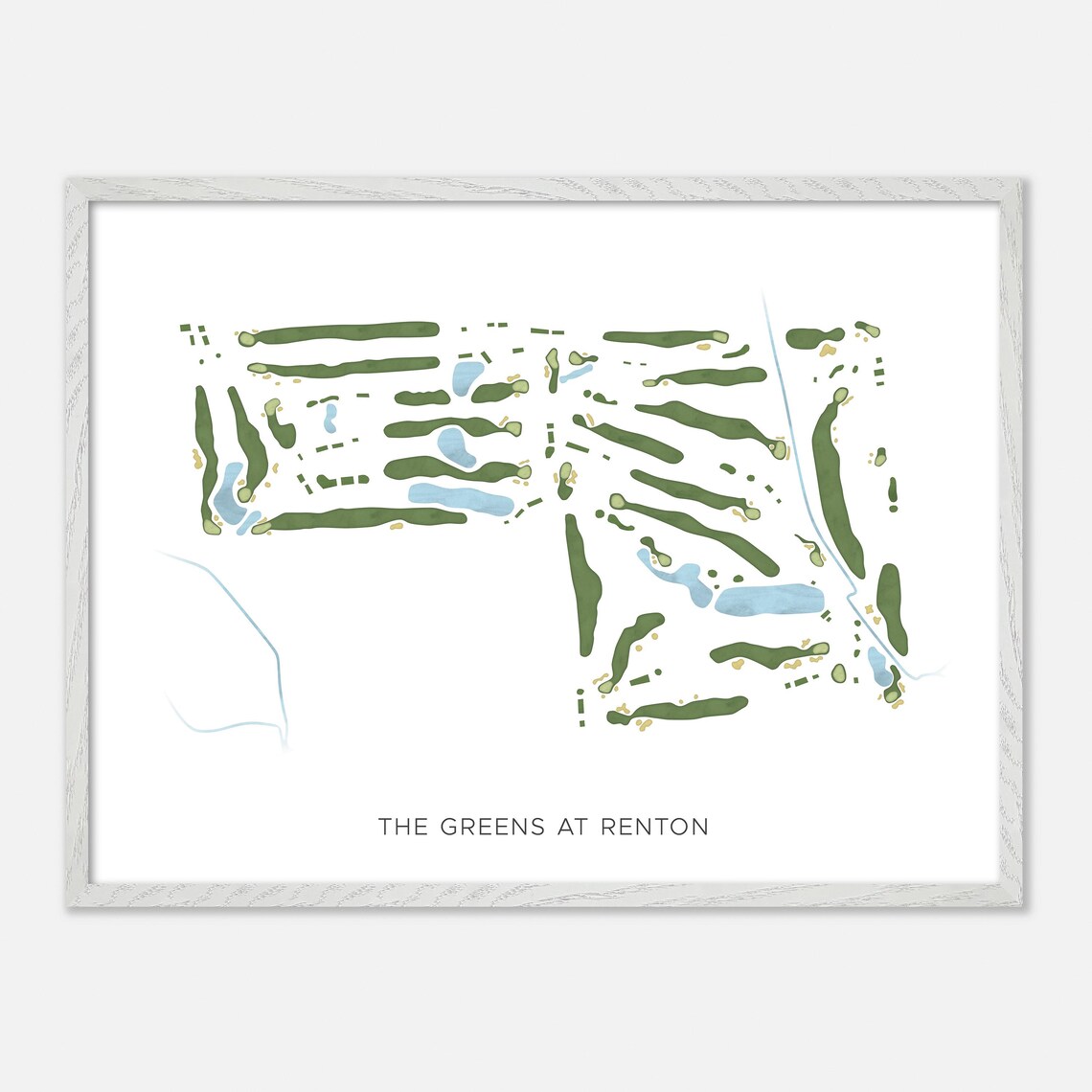 The Greens At Renton Modern Minimalist Watercolor Golf Map Poster - Image 3