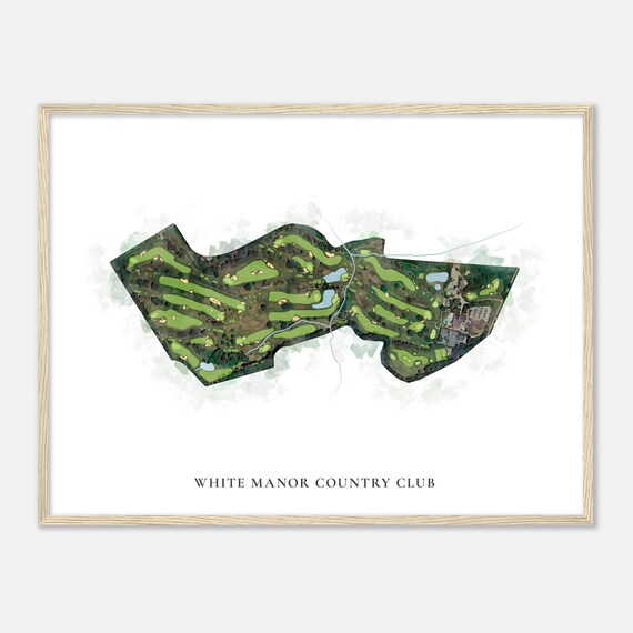 White Manor Country Club Pennsylvania Classic Watercolor Map Golfer Gift Golf Wall Art Golf Poster Print Course Layout