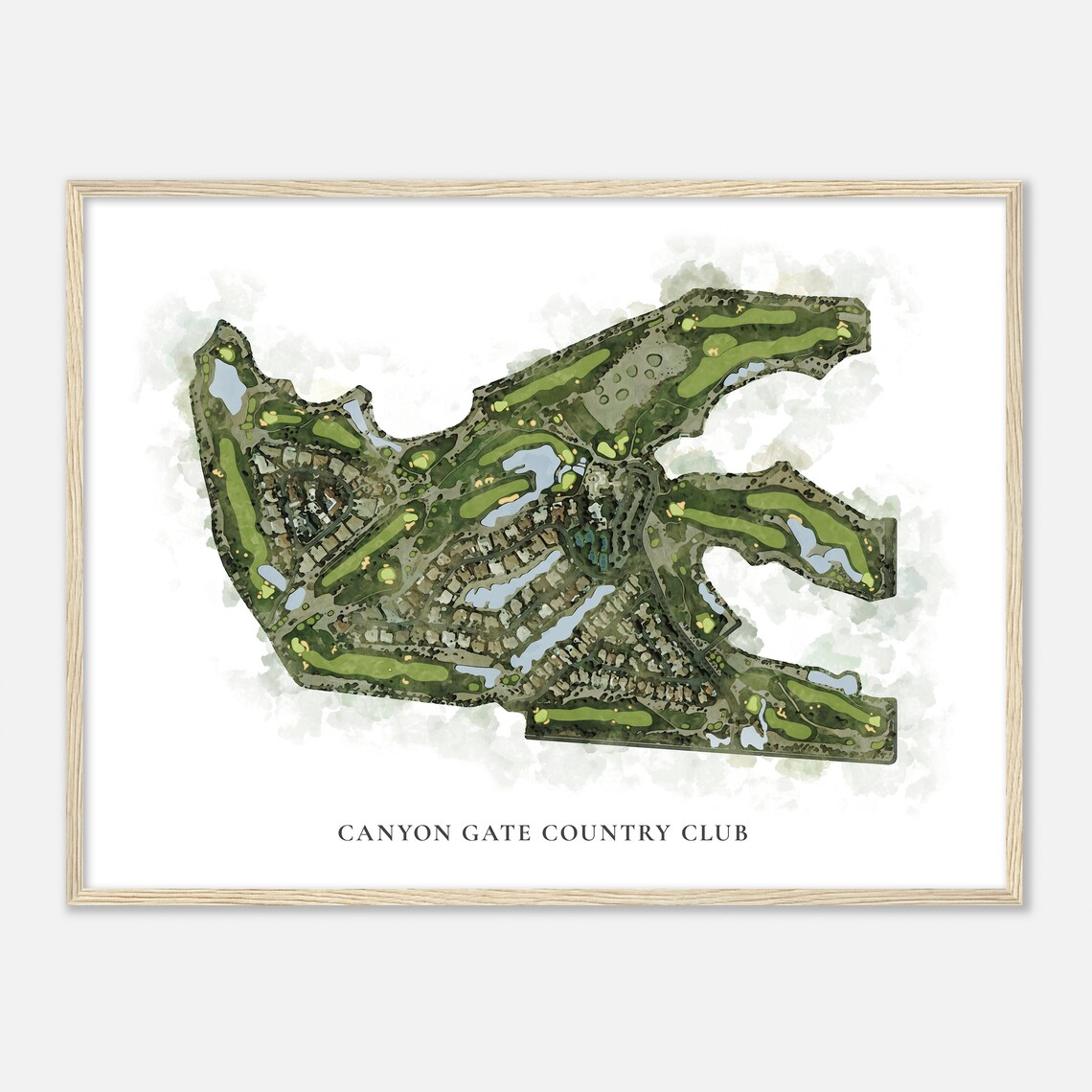 Canyon Gate Country Club Classic Watercolor Golf Course Map Poster