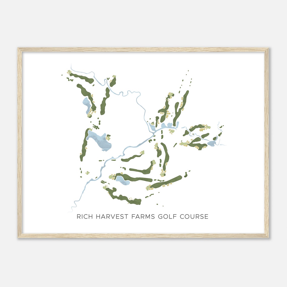 Rich Harvest Farms Golf Course Watercolor Map Golfer Gift Poster - Image 2