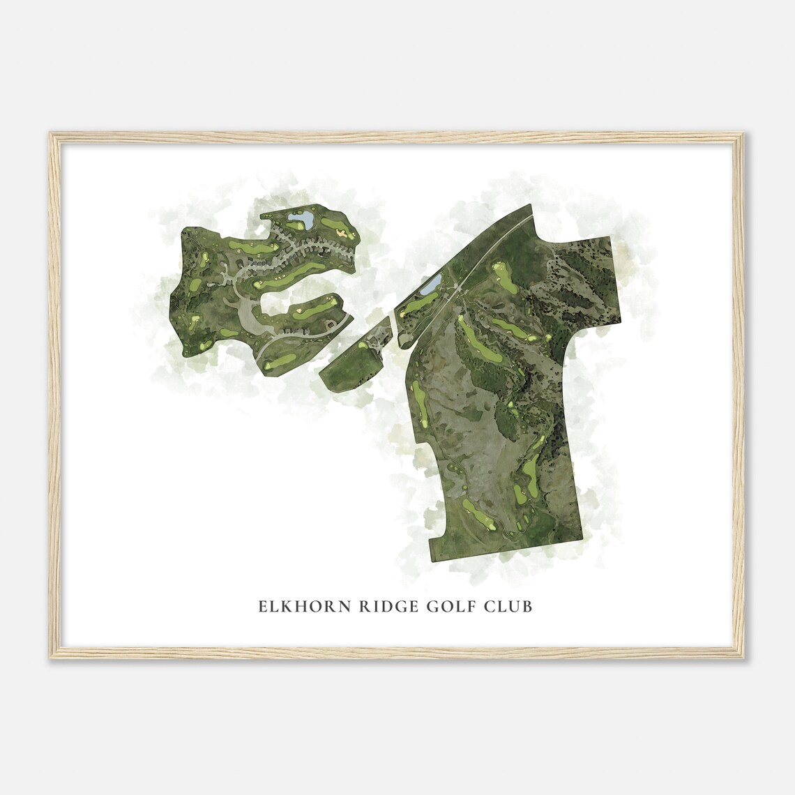 Elkhorn Ridge Golf Club Watercolor Aerial Map Course Art Poster