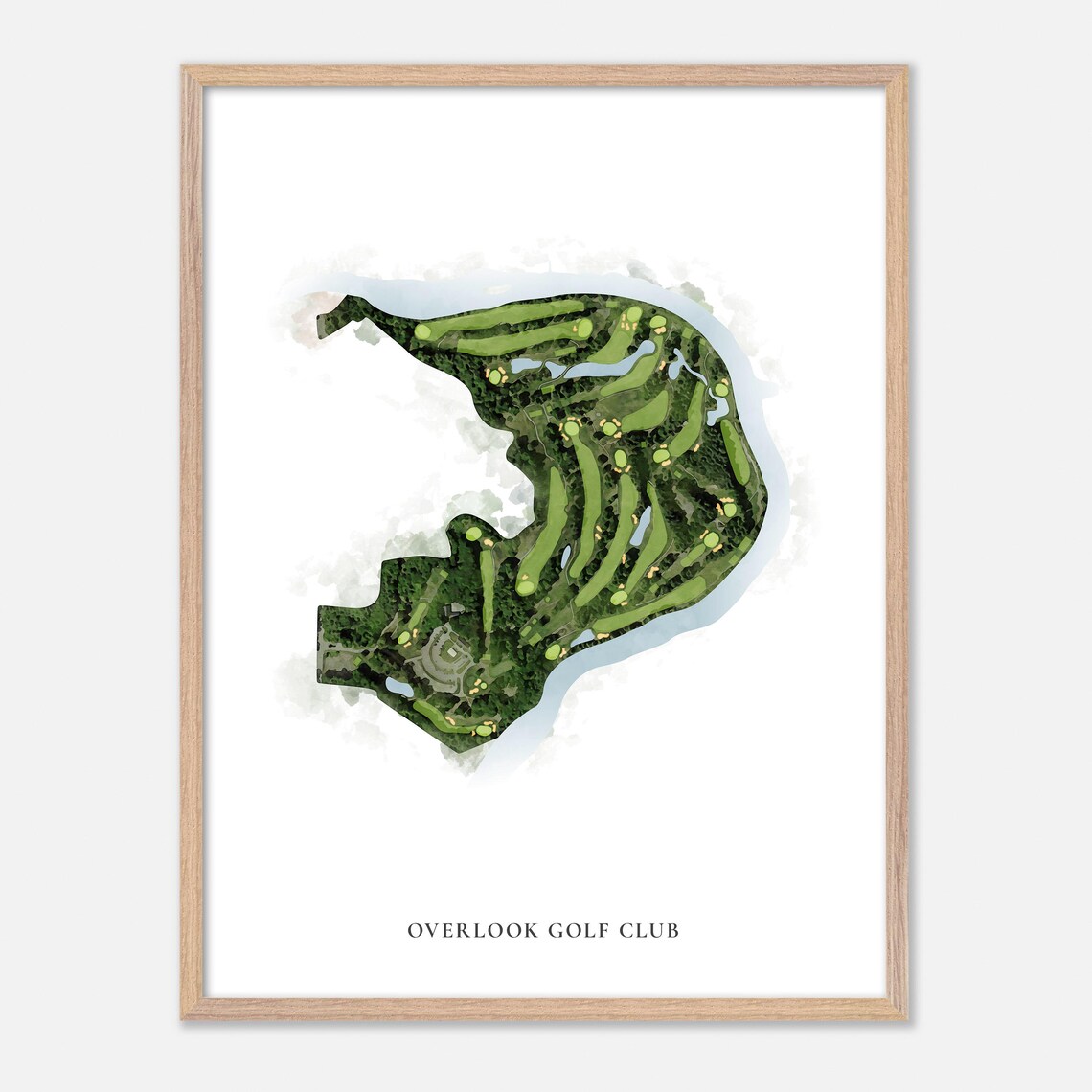 Overlook Golf Club Classic Watercolor River Course Map Poster - Image 6
