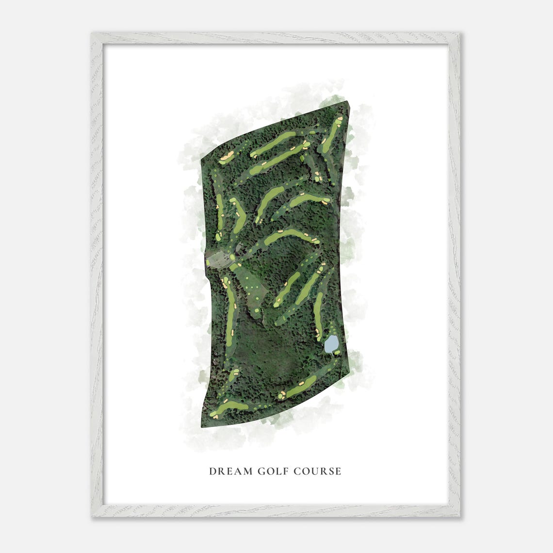Dream Golf Course Watercolor Aerial Woodland Layout Map Poster - Image 2