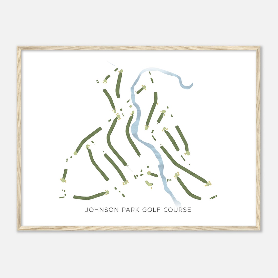 Johnson Park Golf Course Minimalist Watercolor Golf Course Map Poster