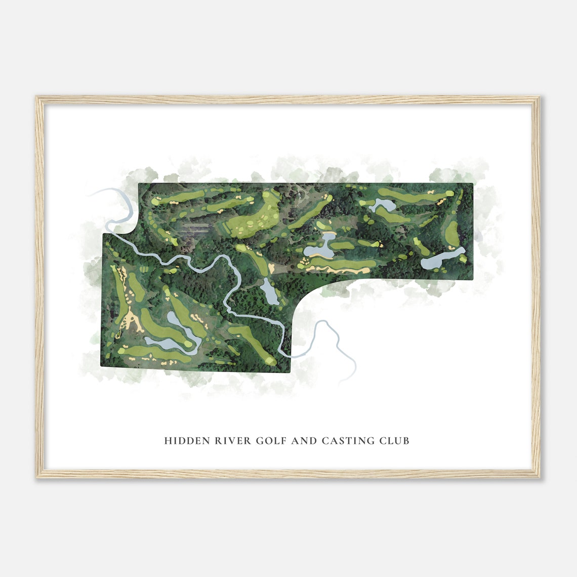 Hidden River Golf And Casting Club Classic Watercolor Map Poster