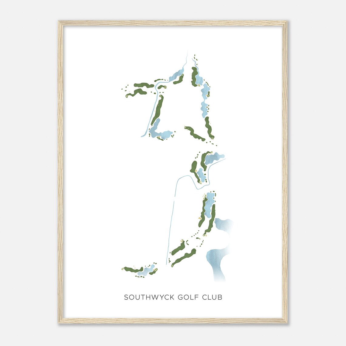 Southwyck Golf Club Texas Modern Watercolor Course Map Poster - Image 2