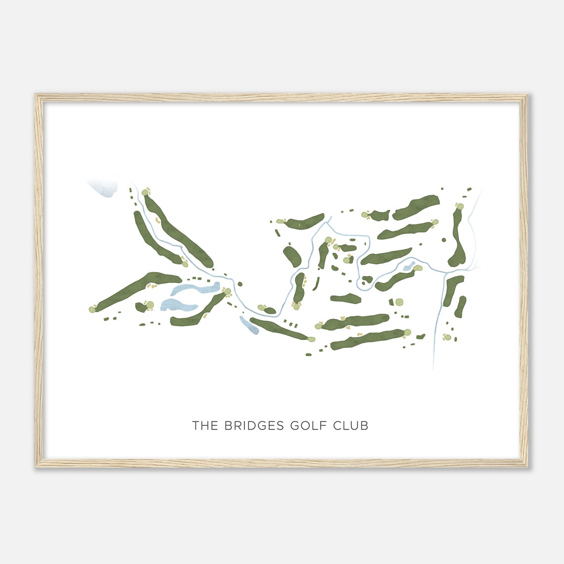 The Bridges Golf Club Modern Watercolor Course Map Gift Print