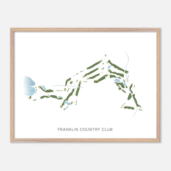 Franklin Country Club In Franklin Massachusetts Modern Watercolor Map Golfer Gift Golf Wall Art Golf Poster Print Course Layout