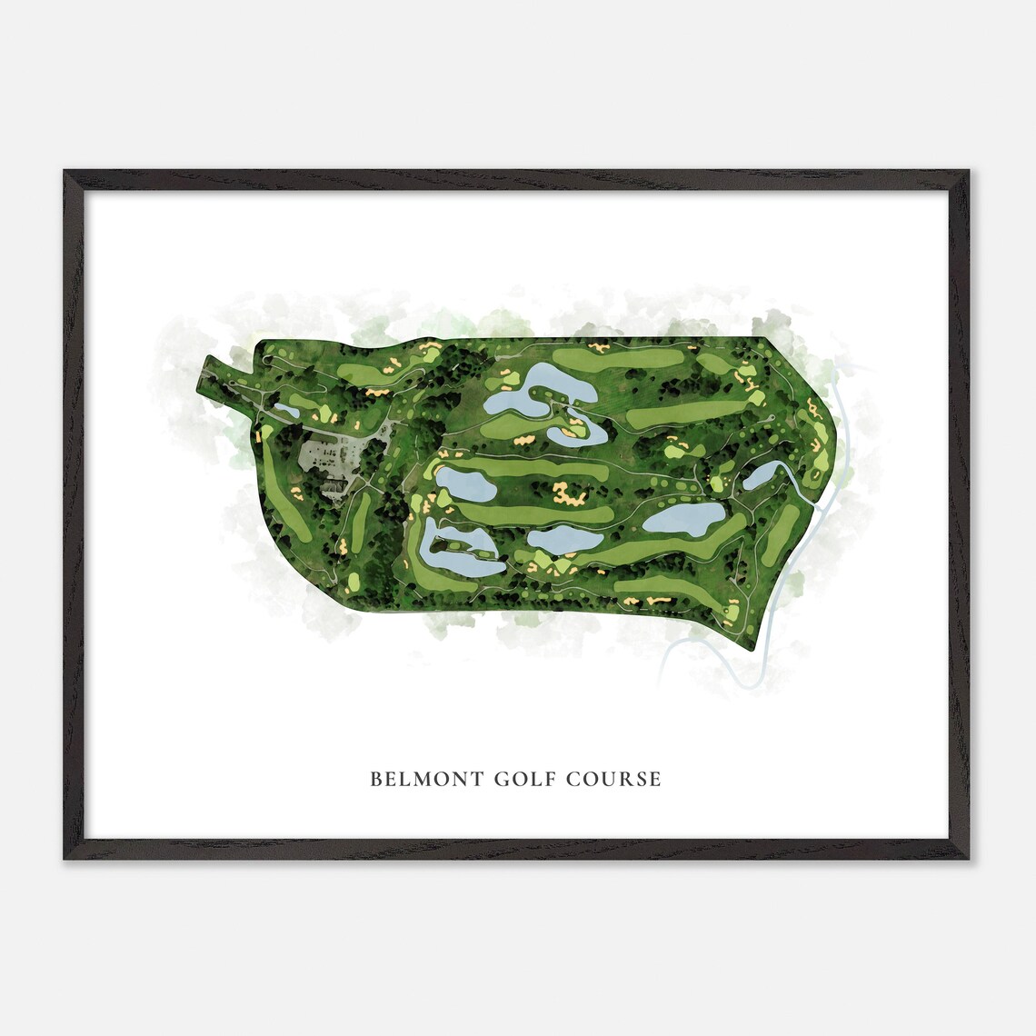 Belmont Golf Course Classic Aerial Watercolor Golf Map Poster - Image 4