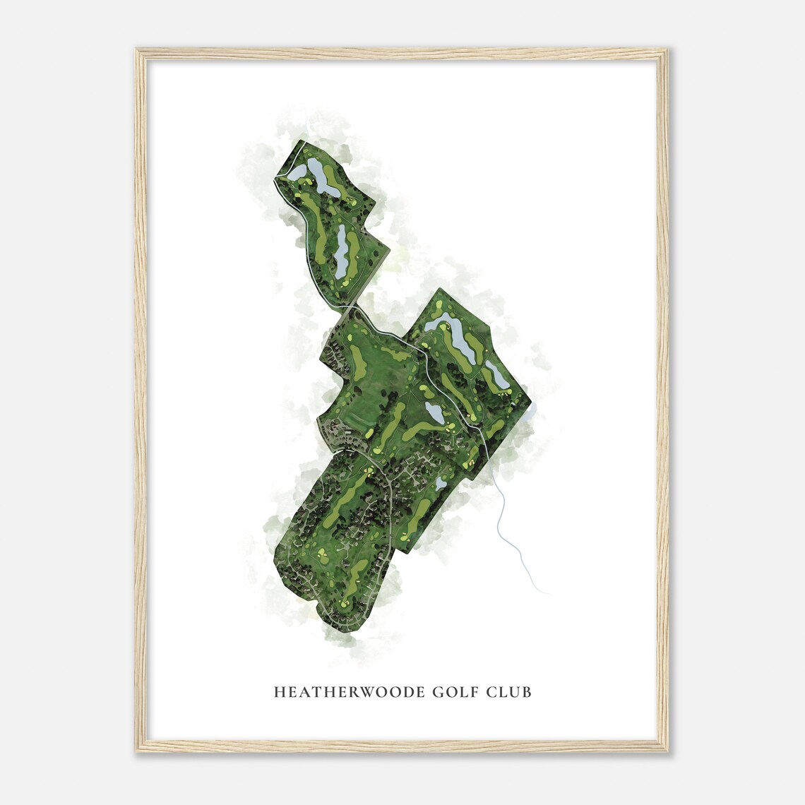 Heatherwoode Golf Club Ohio Classic Aerial Watercolor Map Poster