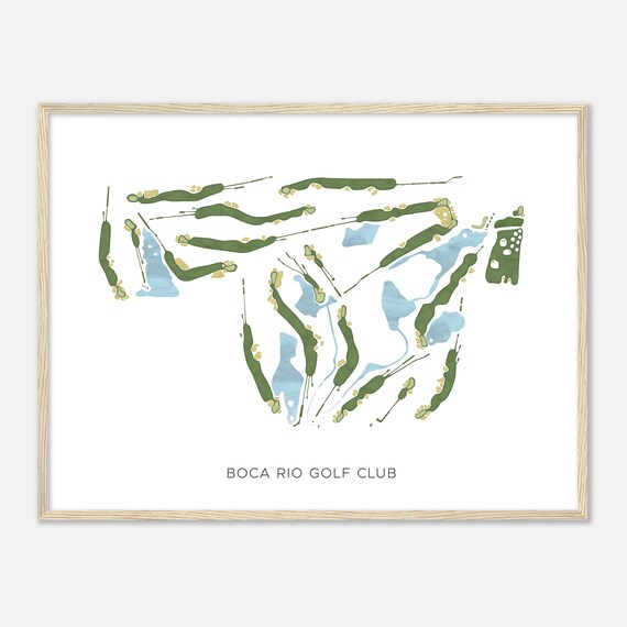 Boca Rio Golf Club Florida Modern Watercolor Golf Map Poster