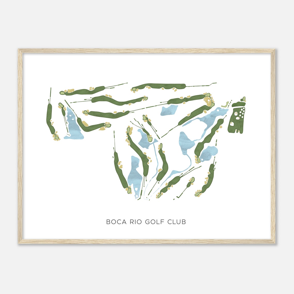 Boca Rio Golf Club Florida Modern Watercolor Golf Map Poster